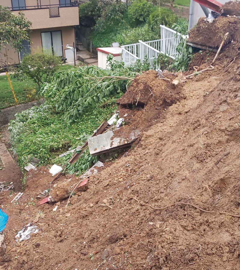 大岡で発生した土砂崩れ